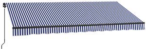 OUTSUNNY Ručne výsuvná markíza s nastaviteľným sklonom hliníková 396 x 300 cm modrá a biela