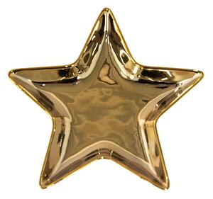 Zlatá keramická miska v tvare hviezdy Gold Star - 16 * 16 * 2 cm