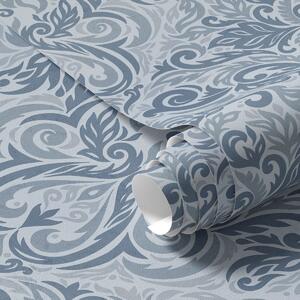 Tapety Modrý akantový damask, Tapety ázijský štýl, a00826 : Uwalls.sk