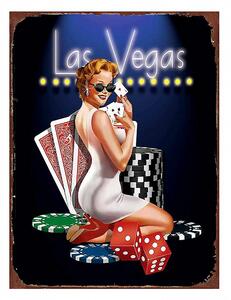 Nástenná kovová ceduľa Las Vegas - 25*1*33 cm - Clayre & Eef