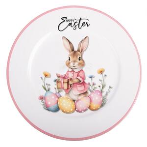 Dekoračný plastový veľkonočný tanier s králikom - Ø 33*1 cm - Clayre & Eef