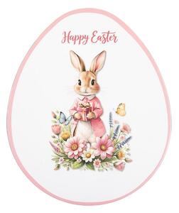 Dekoračný plastový veľkonočný tanier v tvare vajíčka Happy Easter - 35*29*1 cm - Clayre & Eef