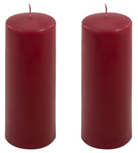 Sada sloupových svíček, 20 cm, Ø 7,5 cm, vínová, 2 ks