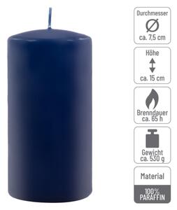 Sada stĺpových sviečok, 15 cm, Ø 7,5 cm, modrá, 2 ks
