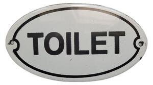 Krémová kovová smaltovaná ceduľa Toilet - 13,5*7,5 cm - Ostatní