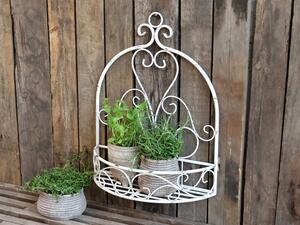 Nástenná krémová antik kovová polica s patinou French - 41*16*53cm - Chic Antique