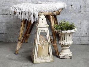 Krémová antik kovová lampáš s ornamentami Vintage - 20*20*46cm - Chic Antique