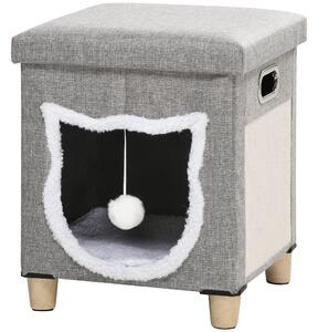 PAWHUT Pelech pre mačky TABURET 36 x 36 x 43 cm sivý