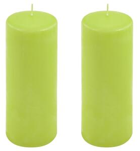 Sada stĺpových sviečok, 20 cm, Ø 7,5 cm, svetlozelená, 2 ks