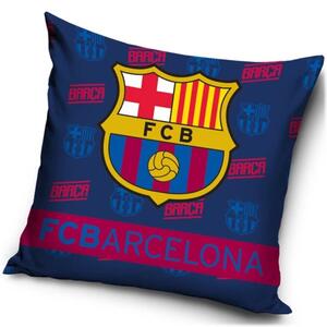 Velúrový vankúš FC Barcelona - motív Força Barça | 40x40 cm