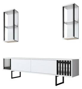Televízny stolík s policami Chrome White and Black