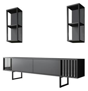 Televízny stolík s policami Chrome Anthracite and Black