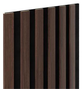 Dekoračné panely SLIM, dub tmavý 3D lamely na filcovom podklade, rozmer 270 x 30 cm, IMPOL TRADE