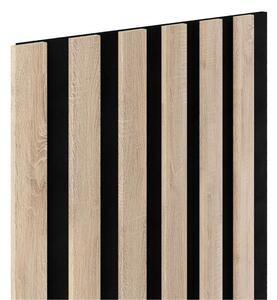 Dekoračné panely SLIM, dub sonoma 3D lamely na filcovom podklade, rozmer 270 x 30 cm, IMPOL TRADE