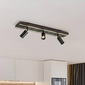 Lucande LED stropné bodové svetlá Tiron, 3-pl., 70 cm, dub, Tmavé drevo, Obývacia izba / jedáleň, Drevo, Moderný