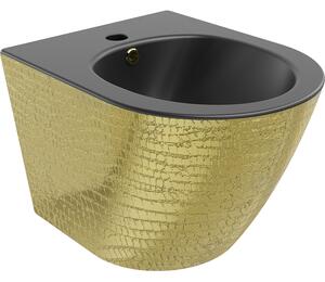 Mexen Lena závesný bidet, čierna matná/zlatý vzor šupiny - 35224878