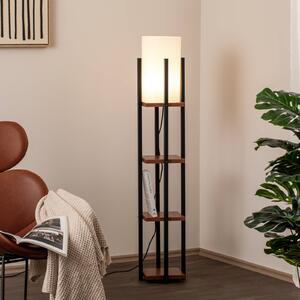 Stojacia lampa Shelf, čierna/meď, látka, výška 130 cm, E27, Čierna, Obývacia izba / jedáleň, kov, Moderný, Stojaca lampa