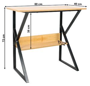 KONDELA Písací stôl s policou, buk/čierna, TARCAL 80