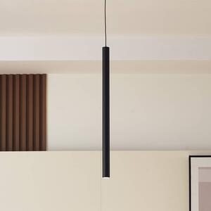 Lindby LED závesné svietidlo Lumaro, čierne, Ø3cm, hliník, 48V, stmievateľné, Čierna, Obývacia izba / jedáleň, Hliník, Moderný, Závesné svietidlo