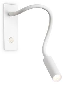 Ideal Lux LED nástenné svetlo IO, biele, flexibilné rameno, vypínač, Biela / opálová, Spálňa, Hliník, Moderný, Nástenné svietidlo