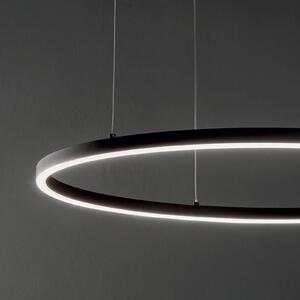 Ideal Lux LED závesné svietidlo Oracle Slim Ø 50 cm čierne 3 000 K, Čierna, Obývacia izba / jedáleň, Hliník, Moderný, Závesné svietidlo