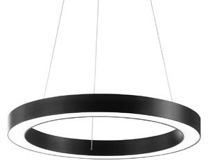 Ideal Lux LED závesné svietidlo Oracle, Ø 70 cm, čierne, 3 000 K, Čierna, Obývacia izba / jedáleň, Hliník, Moderný, Závesné svietidlo