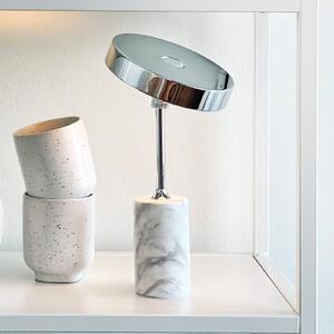 Dyberg Larsen stolová LED lampa Starlight, chróm/biela, Chrómová / strieborná, Obývacia izba / jedáleň, kov, Dizajn, Stojacie svietidlo