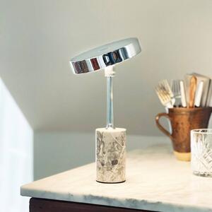 Dyberg Larsen LED stolová lampa Starlight, chróm/sivá, Chrómová / strieborná, Obývacia izba / jedáleň, kov, Dizajn, Stojacie svietidlo