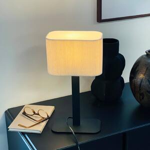 Dyberg Larsen Stolová lampa Calix, prírodná biela, výška 39 cm, Biela / opálová, Obývacia izba / jedáleň, Textil / látka / hodváb, Dizajn, Stojacie svietidlo