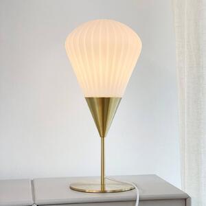 Dyberg Larsen stolová lampa Ballon, biela/mosadzová, 46 cm, Mosadz / zlato, Obývacia izba / jedáleň, kov, Dizajn, Stojacie svietidlo