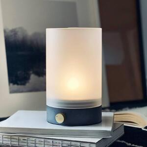Dyberg Larsen Stolová LED lampa Cozy, výška 20,5 cm, betón, Hliník / sivá / zinok, Obývacia izba / jedáleň, Betón, Dizajn, Stojacie svietidlo