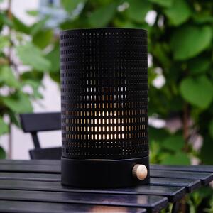 Dyberg Larsen LED stolová lampa na batérie Mesh, čierna, výška 20 cm, Čierna, Obývacia izba / jedáleň, kov, Dizajn, Stojacie svietidlo