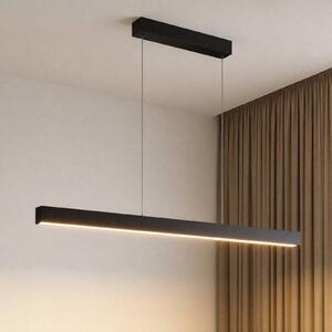Lucande LED závesné svietidlo Mylosh, čierna, 150 cm, stmievateľné, Čierna, Obývacia izba / jedáleň, Hliník, Moderný, Závesné svietidlo