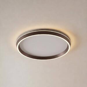Lucande Stropné LED svetlo Rylan, hnedé, Ø 62 cm, stmievateľné,, Hnedá / hrdzavá, Obývacia izba / jedáleň, kov, Moderný, Závesné svietidlo
