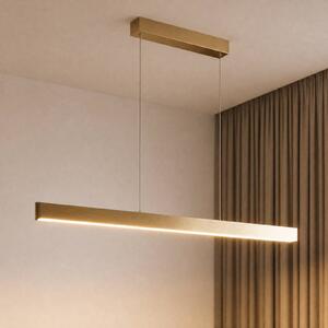 Lucande LED závesné svietidlo Mylosh, zlaté, 150 cm, stmievateľné, Mosadz / zlato, Obývacia izba / jedáleň, Hliník, Moderný, Závesné svietidlo