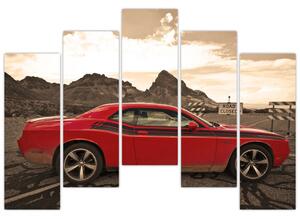Červené auto - obraz (Obraz 125x90cm)