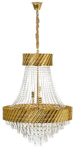 Luster zlatý kovová základňa s krištáľmi ⌀ 70 cm závesná lampa moderný glamour štýl jedáleň obývacia izba