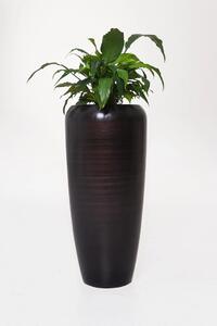 Luxusný kvetináč CAVITA, sklolaminát, výška 97 cm, čierno-hnedý hodvábny mat