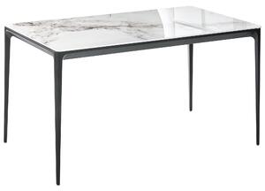 Jedálenský stôl biely mramorový efekt čierna 140 x 80 cm hliníkové nohy obdĺžnikový tvar moderný štýl kuchyňa jedáleň