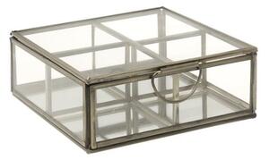 Sklenená šperkovnica s mosadzným antik lemom Alexandra antique - 14*14*5,5 cm - Light & Living