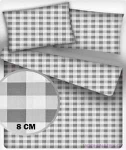 Bavlnená látka, vzor kocka šedá 8 cm mix, metráž 150 cm