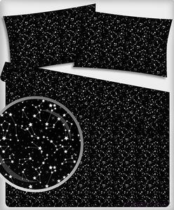 Bavlnená látka vzor galaxia na čiernom podklade, metráž 160 cm
