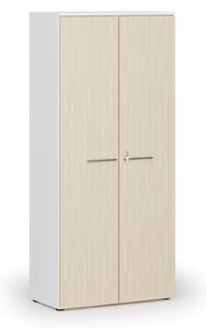 Kancelárska skriňa s dverami PRIMO WHITE, 800 x 420 x 1781 mm, biela/breza