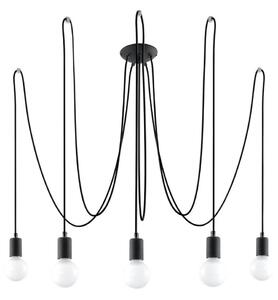 Sollux SL.0371 - Luster na lanku EDISON 5 5xE27/60W/230V pavúk čierna
