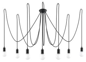 Sollux SL.0372 - Luster na lanku EDISON 7 7xE27/60W/230V pavúk čierna