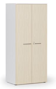 Kancelárska policová skriňa PRIMO WHITE s dverami, 800 x 500 x 1781 mm, biela/breza