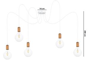 Luster na lanku MIROS 5xE27/60W/230V pavúk biela/medená