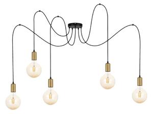 Luster na lanku MIROS 5xE27/60W/230V pavúk čierna/zlatá