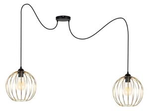 Luster na lanku MATT 2xE27/60W/230V pavúk čierna/zlatá