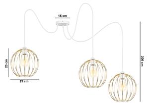 Luster na lanku MATT 3xE27/60W/230V pavúk biela/zlatá